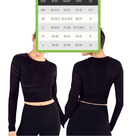 Fabletics Jaymee Cropped Mesh Cutout Long Sleeve Train Yoga Fitted Athletic Top - Picture 13 of 16